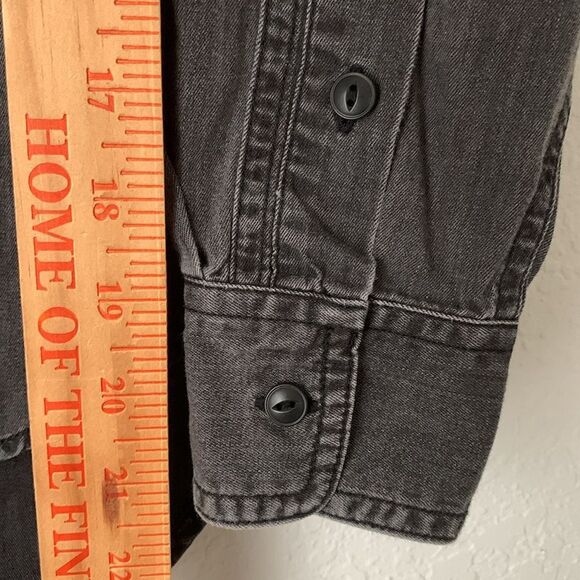 MADEWELL Charcoal Black Faded Look Long Sleeve Button Up Women’s Shirt Size S - Picture 5 of 8